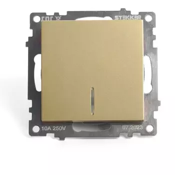 Выключатель одноклавишный с подсветкой (золото) Stekker Катрин 49215