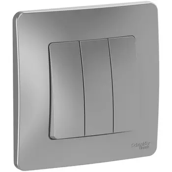 Выключатель трехклавишный (алюминий) Systeme Electric Blanca BLNVS100503