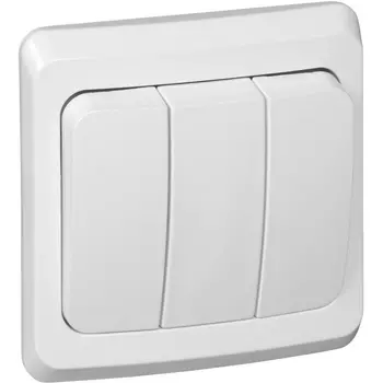 Выключатель трехклавишный (белый) Systeme Electric Этюд BC10-003B
