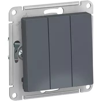 Выключатель трехклавишный (грифель) Systeme Electric AtlasDesign ATN000731