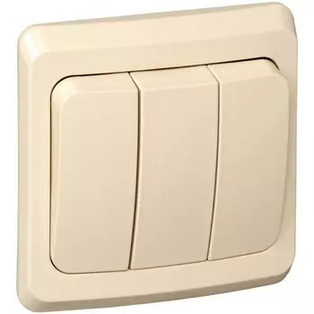 Выключатель трехклавишный (кремовый) Systeme Electric Этюд BC10-003K