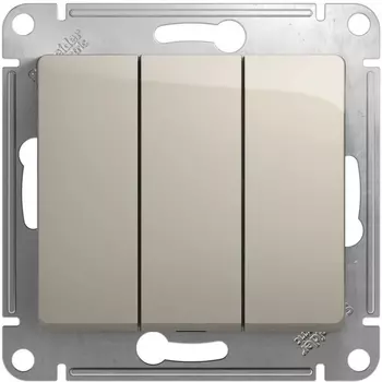 Выключатель трехклавишный (молочный) Systeme Electric Glossa GSL000931