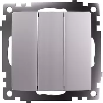 Выключатель трехклавишный (серебро) Stekker Катрин 49173