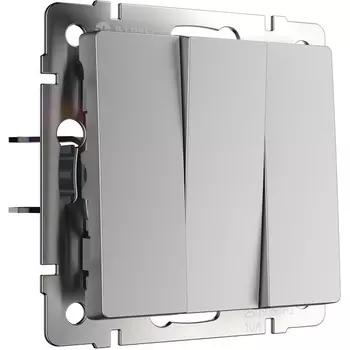 Выключатель трехклавишный (серебряный матовый) Werkel W1130065 (a066803)