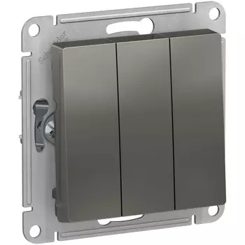 Выключатель трехклавишный (сталь) Systeme Electric AtlasDesign ATN000931