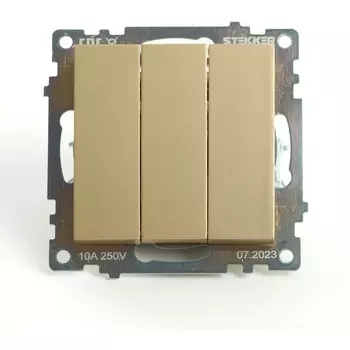 Выключатель трехклавишный (золото) Stekker Катрин 49219