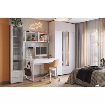 Зефир Антресоль трехдверная 119.01 Mebelson (ЛДСП,ПВХ,МДФ/Светлое дерево,Белый) арт.UL.119-M.103.01.3262