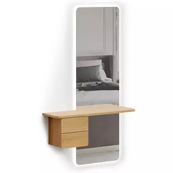 Зеркало Mede с подсветкой ОГОГО (арт.798703), (ЛДСП,Зеркало/Дуб Корбридж) ОГОГО Обстановочка!