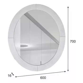 Зеркало навесное Берже 24 белый ясень 70 см х 60 см от фабрики Mebelik