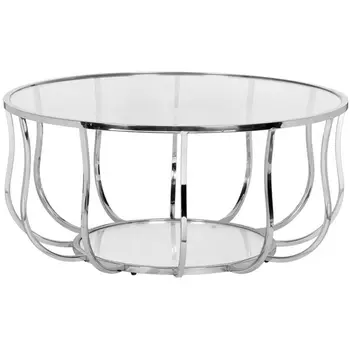 Журнальный стол Garda Decor 13RXCT4033-SILVER (Серебро/Прозрачный)