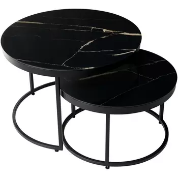 Журнальный стол (комплект) Обсидиан, стекло/ черный каркас M-City Эрвин 480M04476