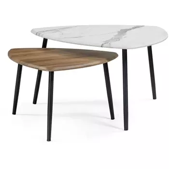 Журнальный стол мрамор белый / дуб вотан Woodville Лойс 516570