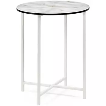 Журнальный стол стекло мрамор золото / белый Woodville Манеттия 507422