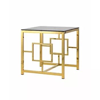 Журнальный столик Stool Group 55*55 БРУКЛИН стекло smoke сталь золото УТ000001963
