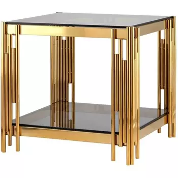 Журнальный столик Stool Group 55*55 ГЭТСБИ золото стекло smoke УТ000001971