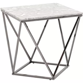 Журнальный столик Stool Group Авалон 61*61 серый мрамор сталь темный хром УТ000036334