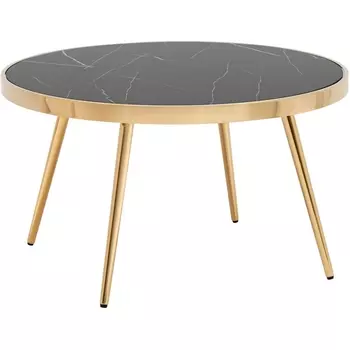 Журнальный столик Stool Group Гелиос 80*80 стекло черный мрамор сталь золото УТ000036674
