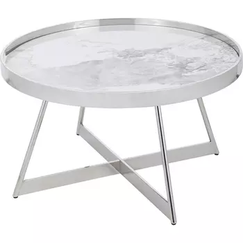 Журнальный столик Гера 80*80см белая керамика сталь серебро Stool Group арт.УТ000039403