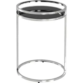 Журнальный столик Гестия 41*60см стекло черное сталь серебро Stool Group арт.УТ000039401