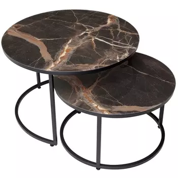 Журнальный столик Эрвин (комплект) МЕЙДЖИК, стекло/ черный каркас (M-City)