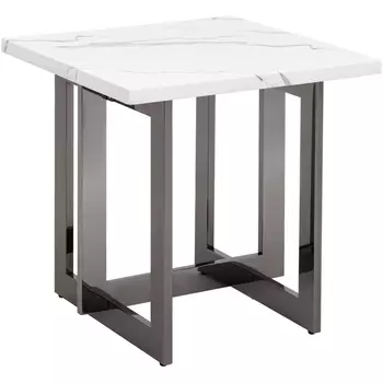 Журнальный столик Stool Group Нэйтан 61*61 белый мрамор сталь темный хром УТ000036330