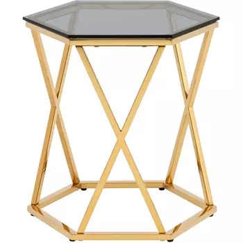 Журнальный столик Stool Group Круз 48*42 стекло smoke сталь золото УТ000036340