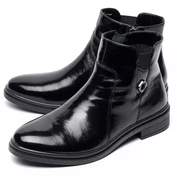 женские ботинки натуральная кожа лаковая / байка марко