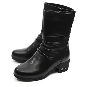 женские полусапоги натуральная кожа / натуральный мех gugu