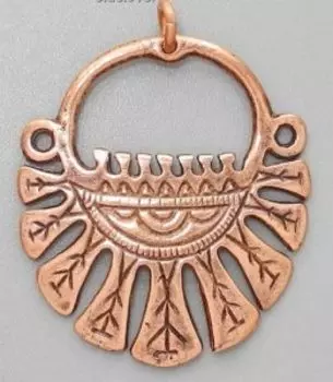 Девятилопастное височное кольцо (медь)