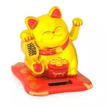 Фигура Манэко-кот с мешком золота, золотой (NS006E)