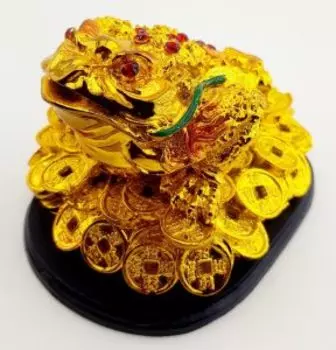 Фигура на подставке Жаба на деньгах, золотой