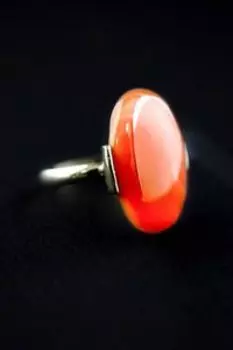 Кольцо безразмерное с камнем. Сердолик