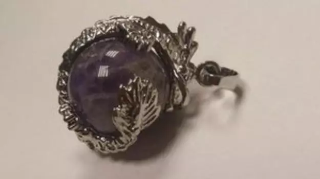 Кулон дракон с камнем маленький. Аметист