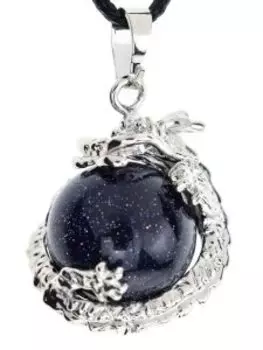 Кулон дракон с камнем маленький. Авантюрин синий