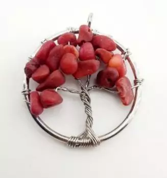 Кулон Древо с камнем Коралл