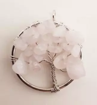 Кулон Древо с камнем Кварц розовый