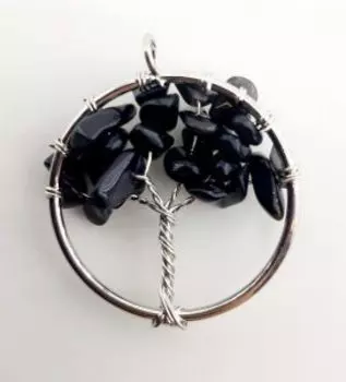 Кулон Древо с камнем Обсидиан