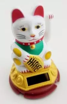Манэко-кот, белый, на солнечных батарейках NS006A