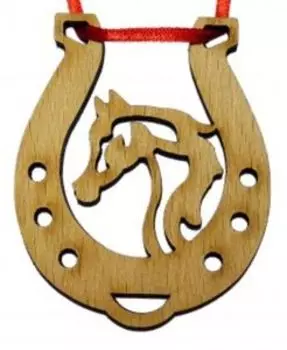 Подкова благополучия Лошадь, бук, 6x8 см
