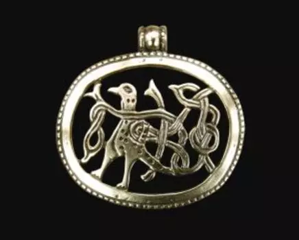 Подвеска прорезная «Птица с переплетенным хвостом» (латунь, H 40 мм, L 41 мм)