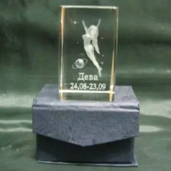 Призма с голограммой Зодиак Дева, 8 см, стекло