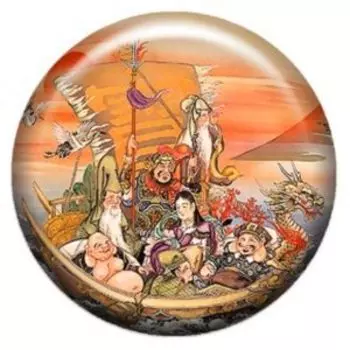 Семь богов счастья объемный талисман-наклейка