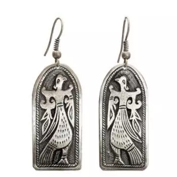 Серьги «Дева-птица» (мельхиор)