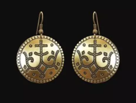 Серьги «Процветший крест» (латунь, D 33 мм)