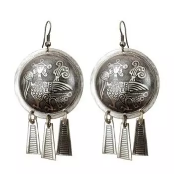 Серьги шумящие «Алконост» (мельхиор)