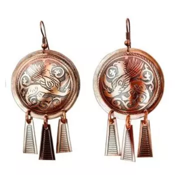 Серьги шумящие «Суздальский грифон» (медь)