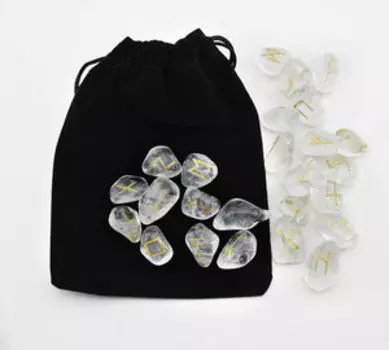 Скандинавские руны (набор рун для гадания из камня горный хрусталь в мешочке)