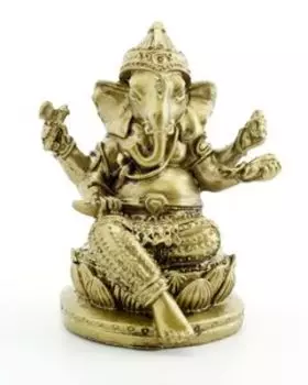 Статуэтка Ганеша золотой на лотосе (NS29)