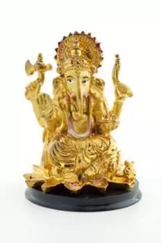 Статуэтка Ганеша золотой на подставке (NS29A)