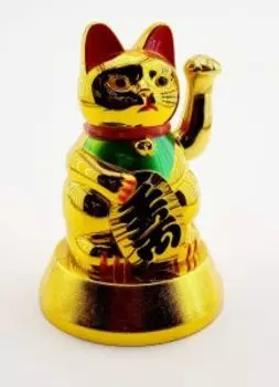 Статуэтка Манеки-неко на батарейках золотая NS 004